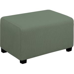 Easy-Going Stretch Ottoman Cover Length 20-30in Folding Storage Stool Furniture Protector Soft Rectangle slipcover with Elastic Bottom(Ottoman Small,Dark Grey)(Greyish Green)