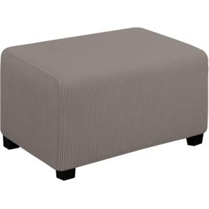 Easy-Going Stretch Ottoman Cover Length 20-30in Folding Storage Stool Furniture Protector Soft Rectangle slipcover with Elastic Bottom(Ottoman Small,Dark Grey)(Taupe)