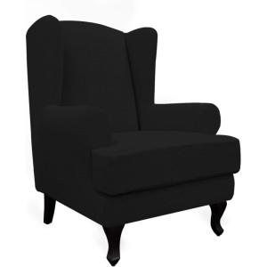 Easy-Going Stretch Wingback Chair Sofa Slipcover 2-Piece Sofa Cover Furniture Protector Couch Soft with Elastic Bottom, Spandex Jacquard Fabric Small Checks, Dark Gray(Black)