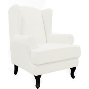 Easy-Going Stretch Wingback Chair Sofa Slipcover 2-Piece Sofa Cover Furniture Protector Couch Soft with Elastic Bottom, Spandex Jacquard Fabric Small Checks, Dark Gray(Cream)