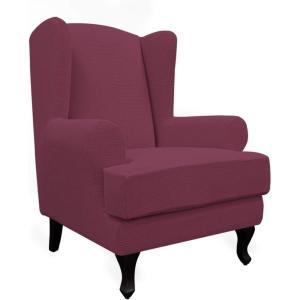 Easy-Going Stretch Wingback Chair Sofa Slipcover 2-Piece Sofa Cover Furniture Protector Couch Soft with Elastic Bottom, Spandex Jacquard Fabric Small Checks, Dark Gray(Ash Rose)