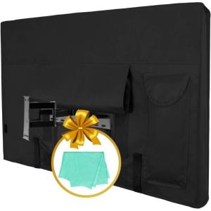 Outdoor TV Cover for 40 to 42 inches LCD, LED, Waterproof, Weatherproof and Dust-Proof TV Screen Protectors with Cleaning Cloth (42 inch,Black)(Black)