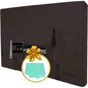Outdoor TV Cover for 40 to 42 inches LCD, LED, Waterproof, Weatherproof and Dust-Proof TV Screen Protectors with Cleaning Cloth (42 inch,Black)(Chocolate)