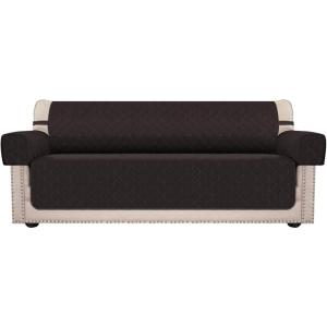 Sofa Covers, Christmas Slipcovers, Water Resistant Furniture Protector, Couch Cover, Couch Shield with Anti-Slip Foams, Elastic Straps, 3 Pockets, Pets Cover,Kids,Children,Cats,Dogs (Sofa, Chocolate)