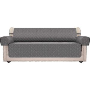 Sofa Covers, Christmas Slipcovers, Water Resistant Furniture Protector, Couch Cover, Couch Shield with Anti-Slip Foams, Elastic Straps, 3 Pockets, Pets Cover,Kids,Children,Cats,Dogs(Sofa, Gray)