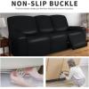 Easy-Going PU Leather Recliner Sofa Slipcovers, Waterproof Stretch Sofa Covers, 8 Pieces Stretch Furniture Protector, Elastic Strap Shield Pets Kids Children Cats Dogs Black