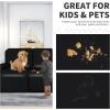 Easy-Going PU Leather Recliner Sofa Slipcovers, Waterproof Stretch Sofa Covers, 8 Pieces Stretch Furniture Protector, Elastic Strap Shield Pets Kids Children Cats Dogs Black
