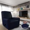 Easy-Going PU Leather Recliner slipcovers, Waterproof Stretch Sofa Covers, 4 Pieces Stretch Furniture Protector, Anti-Slip Elastic Strap Shield Pets Kids Children Cats Dogs (Recliner, Navy)