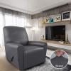 Easy-Going PU Leather Recliner slipcovers, Waterproof Stretch Sofa Covers, 4 Pieces Stretch Furniture Protector, Anti-Slip Elastic Strap Shield Pets Kids Children Cats Dogs (Recliner, Dark Gray)
