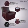 Easy-Going PU Leather Recliner slipcovers, Waterproof Stretch Sofa Covers, 4 Pieces Stretch Furniture Protector, Anti-Slip Elastic Strap Shield Pets Kids Children Cats Dogs (Recliner, Wine)