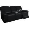 Easy-Going PU Leather Recliner Sofa Slipcovers, Waterproof Stretch Sofa Covers, 8 Pieces Stretch Furniture Protector, Elastic Strap Shield Pets Kids Children Cats Dogs Black