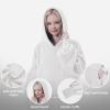 Easy-Going Oversized Flannel Wearable Blanket Hoodie for Adults, One Size Fits All(Ivory)