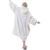 Easy-Going Oversized Flannel Wearable Blanket Hoodie for Adults, One Size Fits All(Ivory)