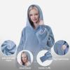 Easy-Going Oversized Flannel Wearable Blanket Hoodie for Adults, One Size Fits All(Light Blue)