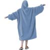 Easy-Going Oversized Flannel Wearable Blanket Hoodie for Adults, One Size Fits All(Light Blue)