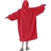 Easy-Going Oversized Flannel Wearable Blanket Hoodie for Adults, One Size Fits All(Rose Red)