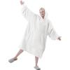 Easy-Going Oversized Flannel Wearable Blanket Hoodie for Adults, One Size Fits All(Ivory)