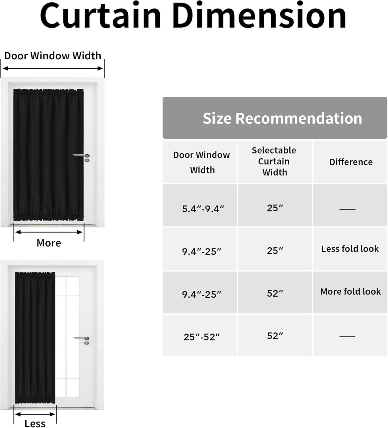 image:imageEasyGoing Blackout Door Curtains Rod Pocket Privacy Light Filtering Sidelight Curtains for French Door 1 Panel 25x40 inch GrayBlack