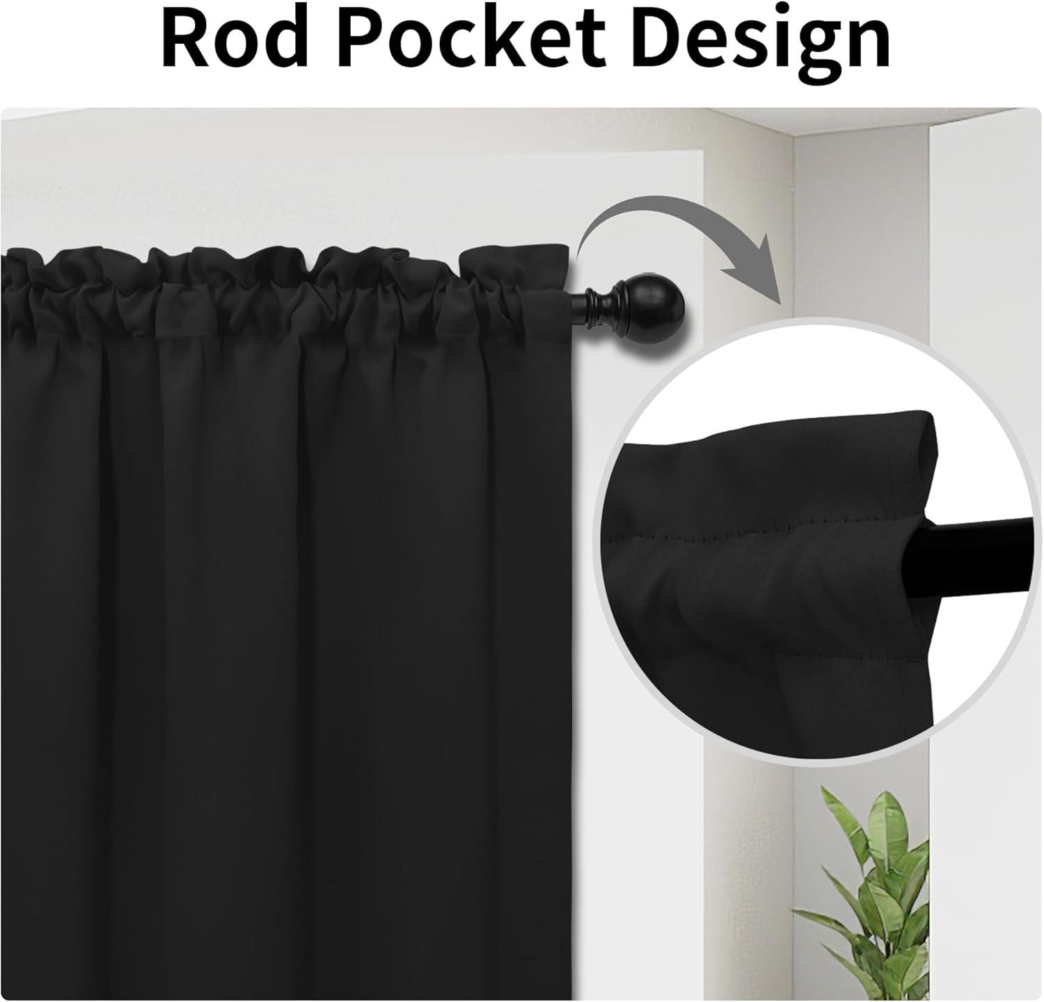image:imageEasyGoing Blackout Door Curtains Rod Pocket Privacy Light Filtering Sidelight Curtains for French Door 1 Panel 25x40 inch GrayBlack