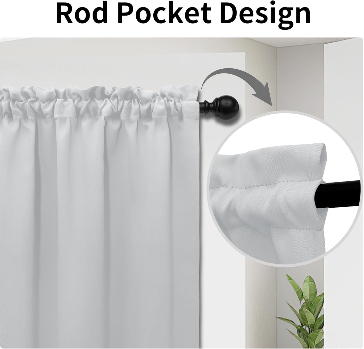 image:imageEasyGoing Blackout Door Curtains Rod Pocket Privacy Light Filtering Sidelight Curtains for French Door 1 Panel 25x40 inch GrayGreyish White