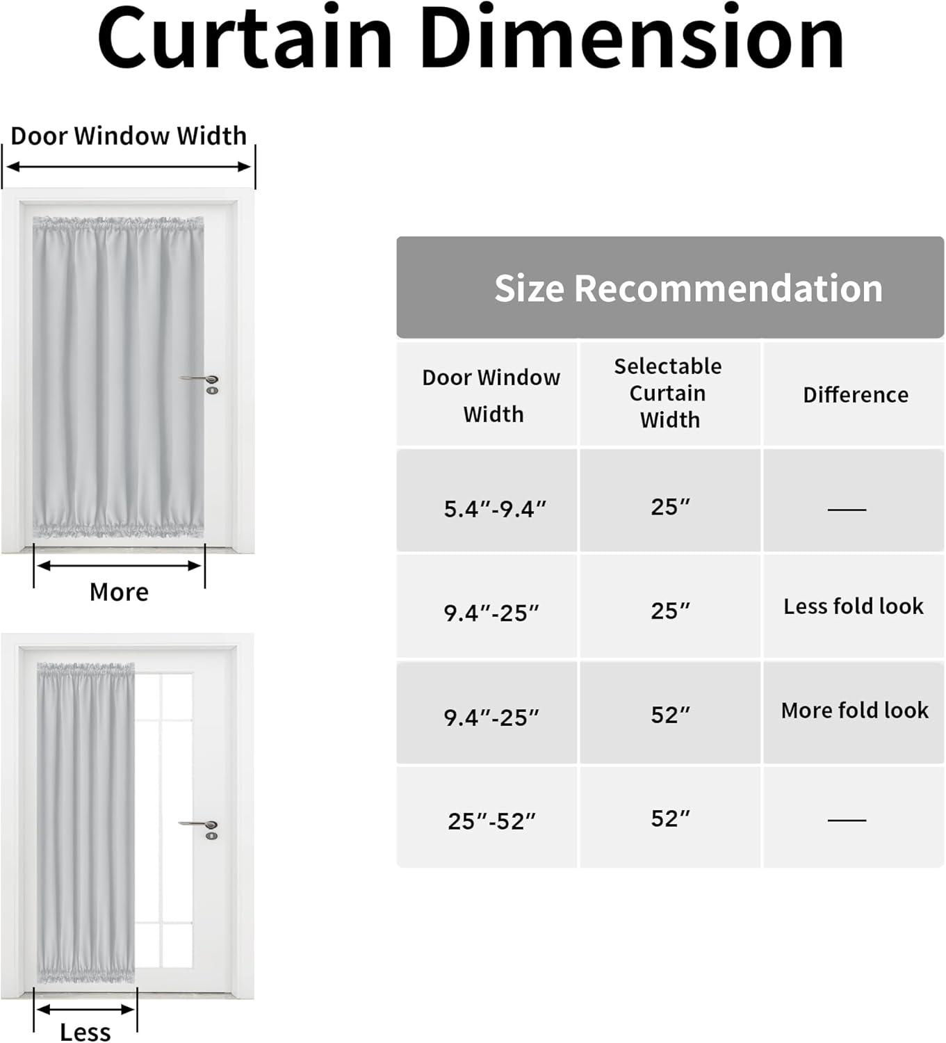 image:imageEasyGoing Blackout Door Curtains Rod Pocket Privacy Light Filtering Sidelight Curtains for French Door 1 Panel 25x40 inch GrayGreyish White