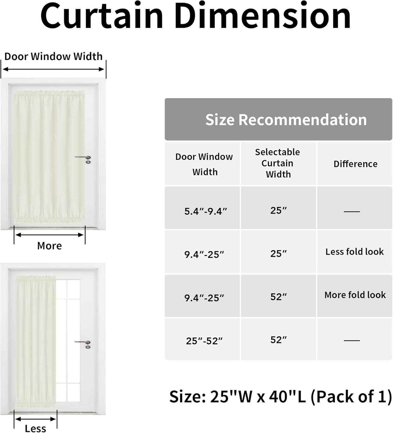 image:imageEasyGoing Blackout Door Curtains Rod Pocket Privacy Light Filtering Sidelight Curtains for French Door 1 Panel 25x40 inch GrayIvory