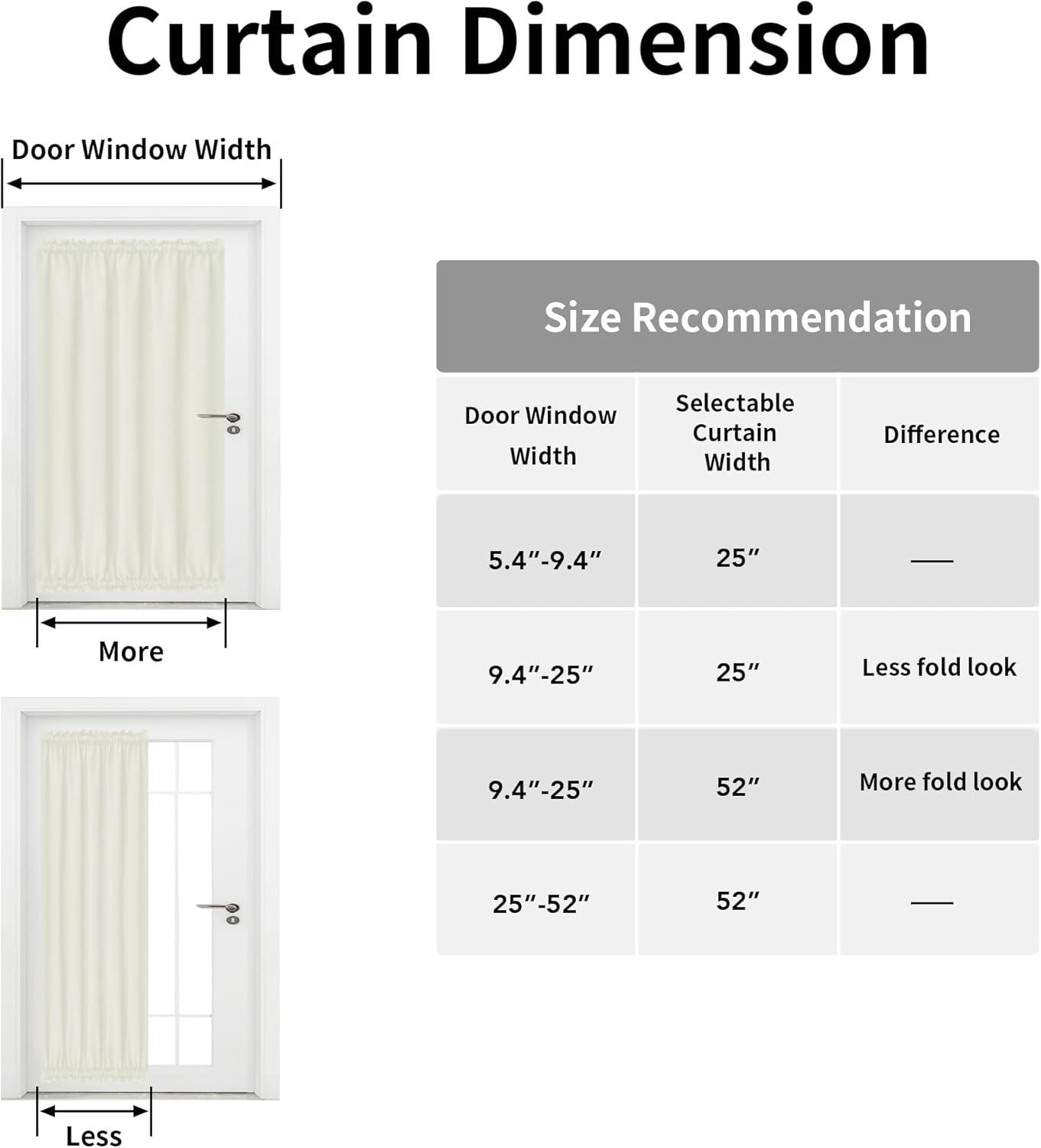 image:imageEasyGoing Blackout Door Curtains Rod Pocket Privacy Light Filtering Sidelight Curtains for French Door 1 Panel 25x40 inch GrayIvory