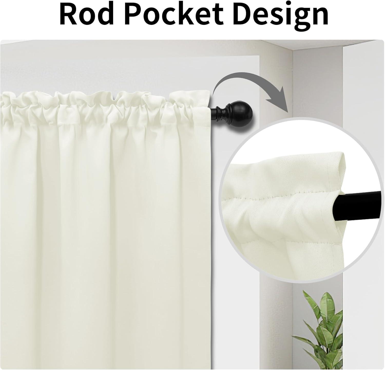image:imageEasyGoing Blackout Door Curtains Rod Pocket Privacy Light Filtering Sidelight Curtains for French Door 1 Panel 25x40 inch GrayIvory