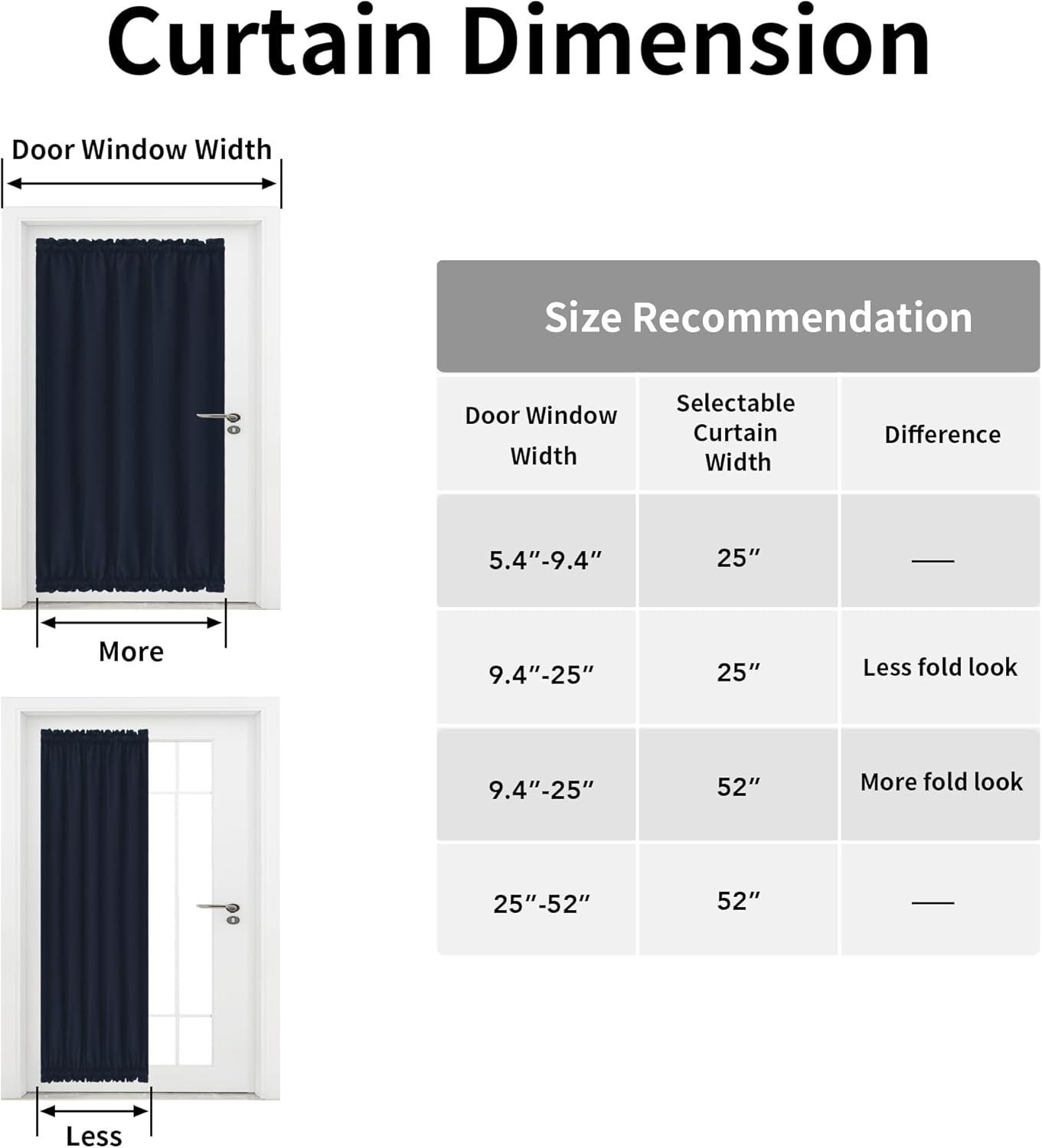 image:imageEasyGoing Blackout Door Curtains Rod Pocket Privacy Light Filtering Sidelight Curtains for French Door 1 Panel 25x40 inch GrayNavy
