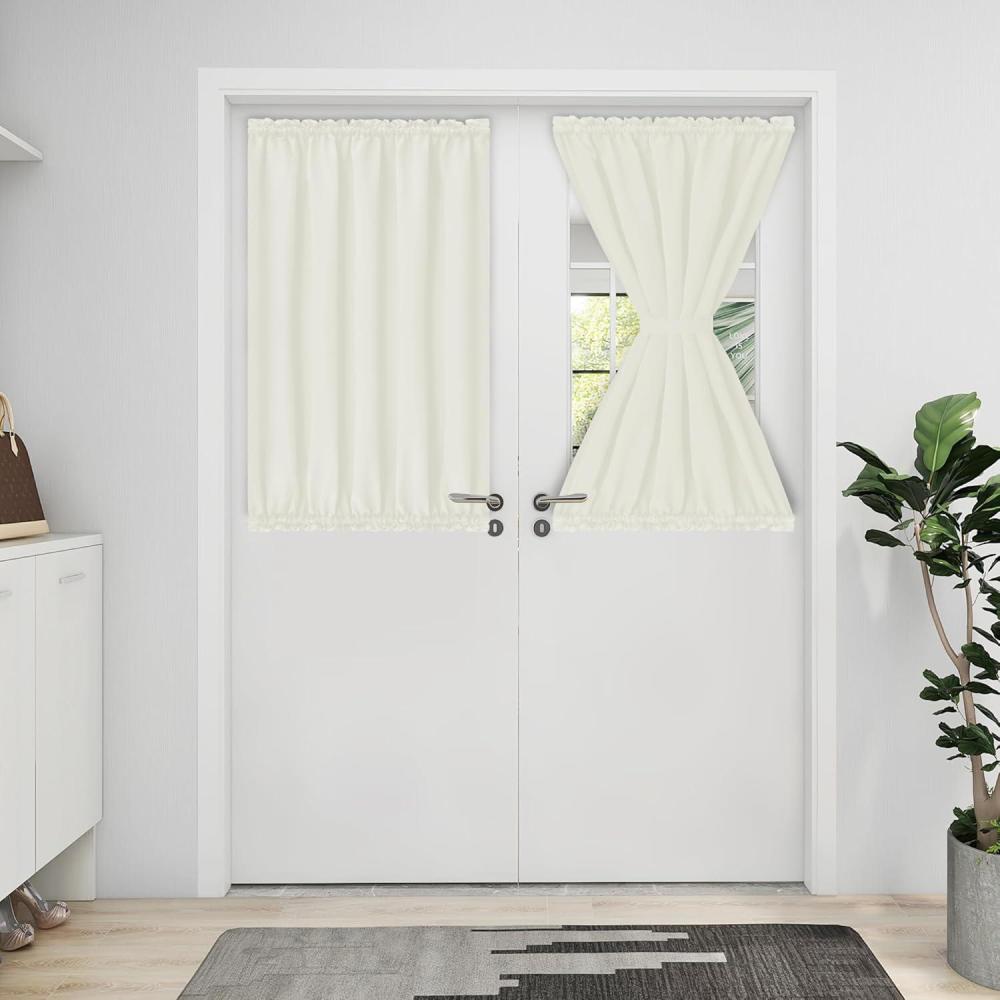 image:imageEasyGoing Blackout Door Curtains Rod Pocket Privacy Light Filtering Sidelight Curtains for French Door 1 Panel 25x40 inch GrayIvory