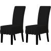 Easy-Going Dining Chair Covers Stretch Parsons Chair Slipcover with Skirt Chair Covers for Dining Room Restaurant Banquet (2 PCS, Light Gray)(Black)