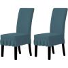 Easy-Going Dining Chair Covers Stretch Parsons Chair Slipcover with Skirt Chair Covers for Dining Room Restaurant Banquet (2 PCS, Light Gray)(Bluestone)