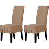 Easy-Going Dining Chair Covers Stretch Parsons Chair Slipcover with Skirt Chair Covers for Dining Room Restaurant Banquet (2 PCS, Light Gray)(Camel)