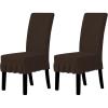Easy-Going Dining Chair Covers Stretch Parsons Chair Slipcover with Skirt Chair Covers for Dining Room Restaurant Banquet (2 PCS, Light Gray)(Chocolate)