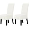 Easy-Going Dining Chair Covers Stretch Parsons Chair Slipcover with Skirt Chair Covers for Dining Room Restaurant Banquet (2 PCS, Light Gray)(Cream)