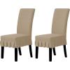 Easy-Going Dining Chair Covers Stretch Parsons Chair Slipcover with Skirt Chair Covers for Dining Room Restaurant Banquet (2 PCS, Light Gray)(Khaki)