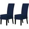 Easy-Going Dining Chair Covers Stretch Parsons Chair Slipcover with Skirt Chair Covers for Dining Room Restaurant Banquet (2 PCS, Light Gray)(Navy)
