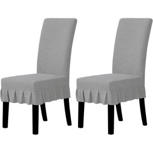 Easy-Going Dining Chair Covers Stretch Parsons Chair Slipcover with Skirt Chair Covers for Dining Room Restaurant Banquet (2 PCS, Light Gray)(Light Gray)