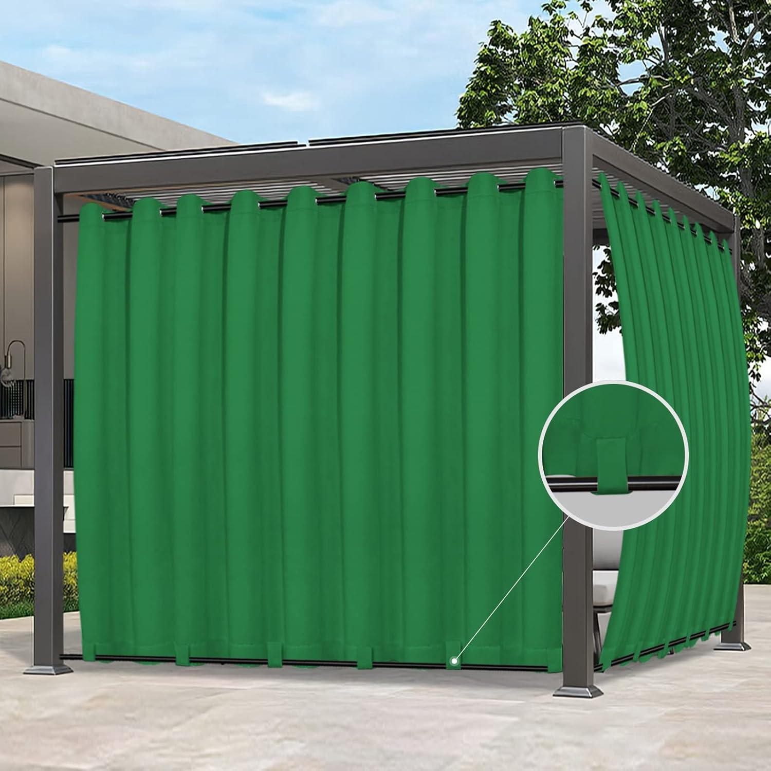 image:imageEasyGoing Outdoor Curtains Waterproof Windproof Weatherproof Curtain for Patio Cabana Porch Pergola and Gazebo Grommet Top and Tab Bottom Drape 1panel 54x84 inch BeigeGreen