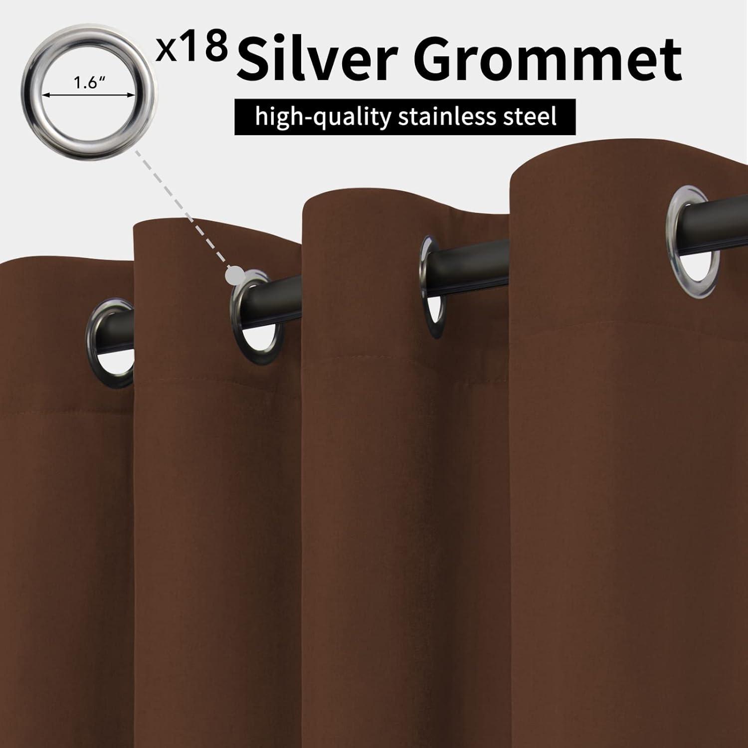 image:imageEasyGoing Outdoor Curtains Waterproof Windproof Weatherproof Curtain for Patio Cabana Porch Pergola and Gazebo Grommet Top and Tab Bottom Drape 1panel 54x84 inch BeigeBrown