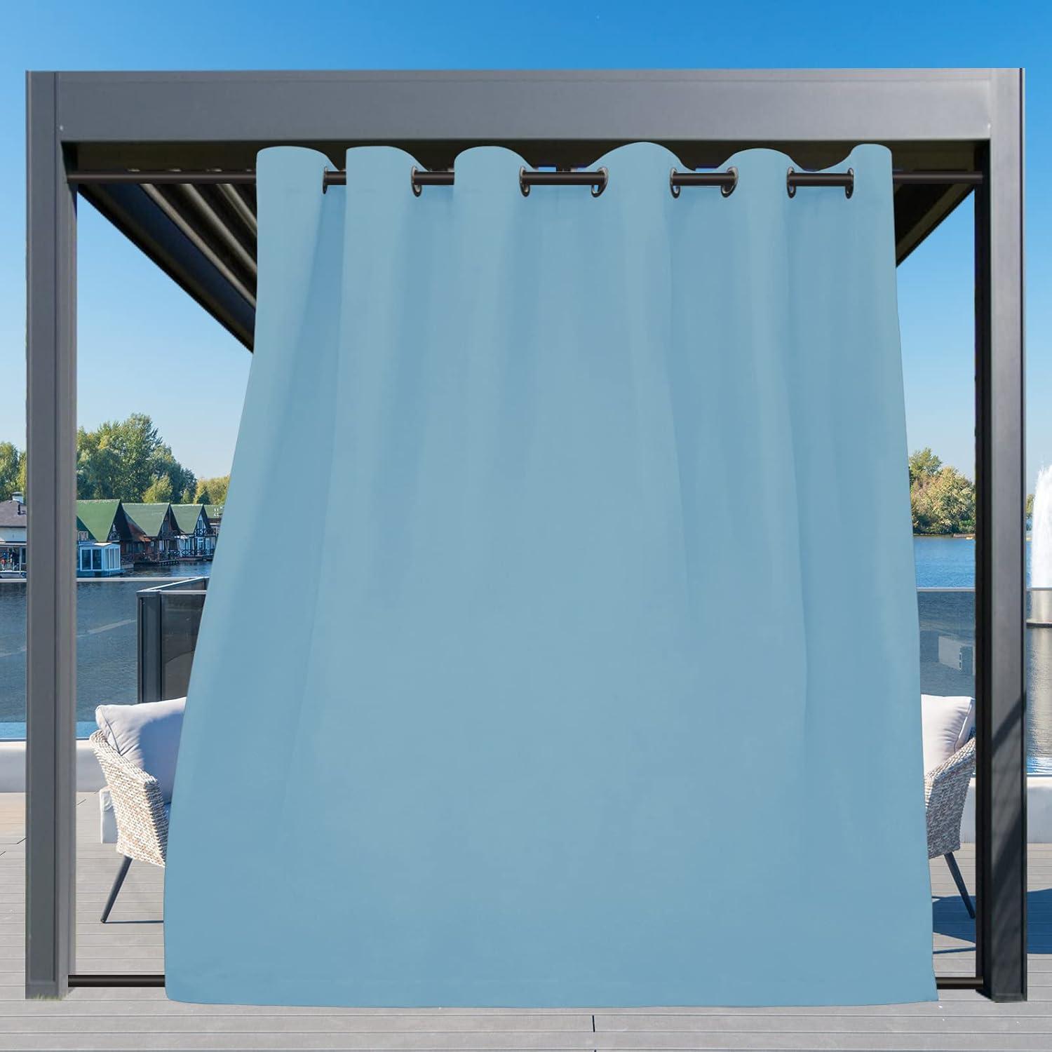image:imageEasyGoing Outdoor Curtains Waterproof Windproof Weatherproof Curtain for Patio Cabana Porch Pergola and Gazebo Grommet Top and Tab Bottom Drape 1panel 54x84 inch BeigeSky Blue