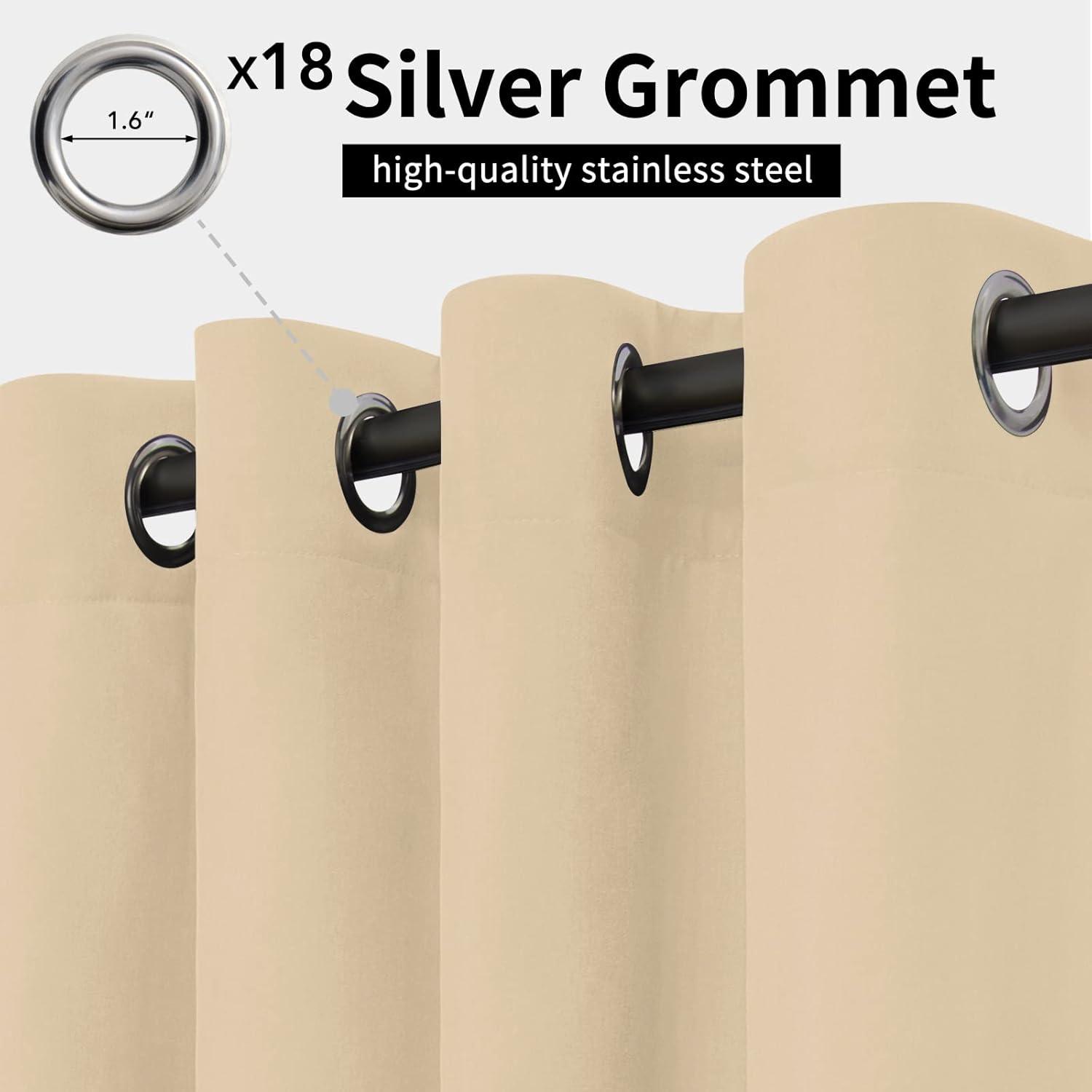 image:imageEasyGoing Outdoor Curtains Waterproof Windproof Weatherproof Curtain for Patio Cabana Porch Pergola and Gazebo Grommet Top and Tab Bottom Drape 1panel 54x84 inch BeigeBeige