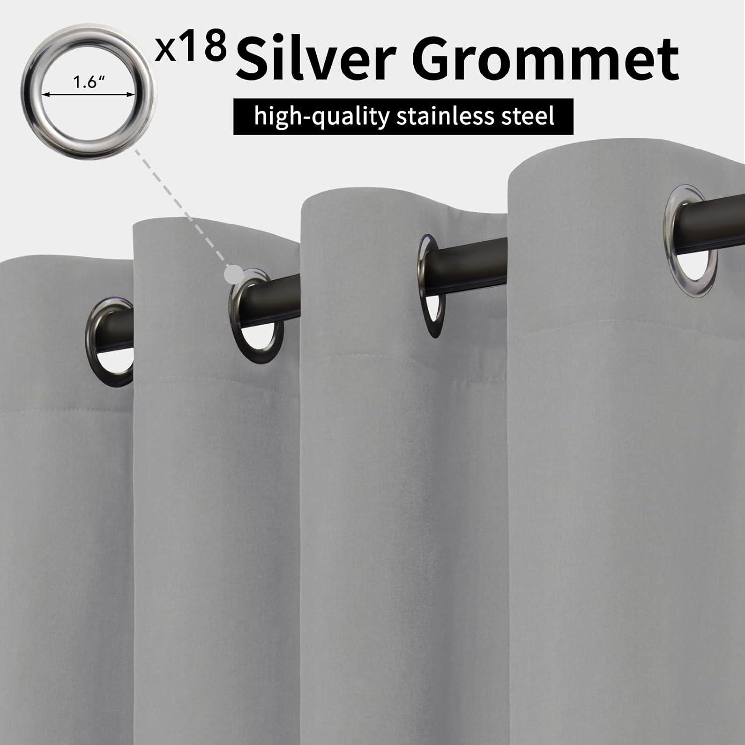 image:imageEasyGoing Outdoor Curtains Waterproof Windproof Weatherproof Curtain for Patio Cabana Porch Pergola and Gazebo Grommet Top and Tab Bottom Drape 1panel 54x84 inch BeigeLight Grey
