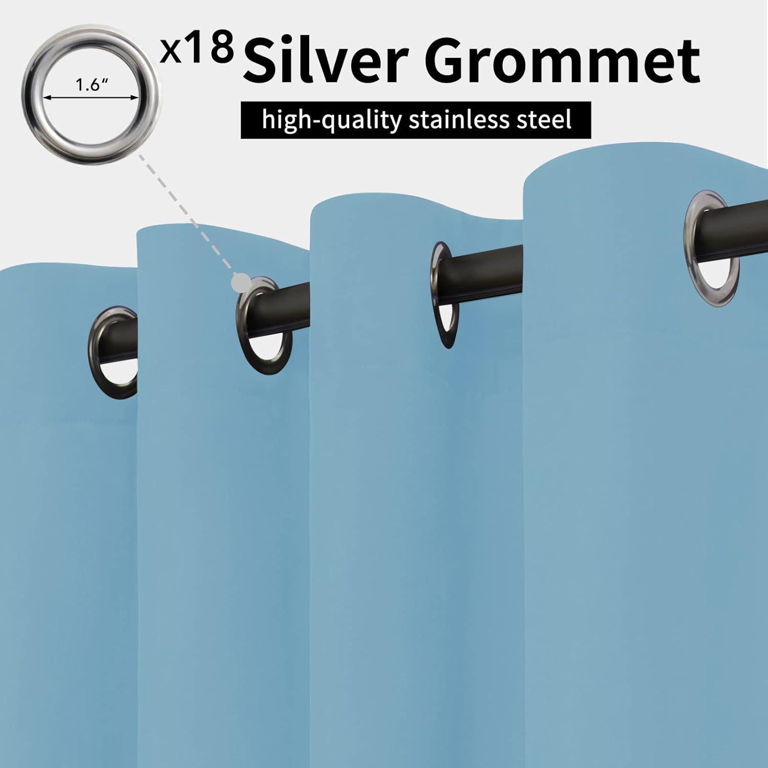 image:imageEasyGoing Outdoor Curtains Waterproof Windproof Weatherproof Curtain for Patio Cabana Porch Pergola and Gazebo Grommet Top and Tab Bottom Drape 1panel 54x84 inch BeigeSky Blue