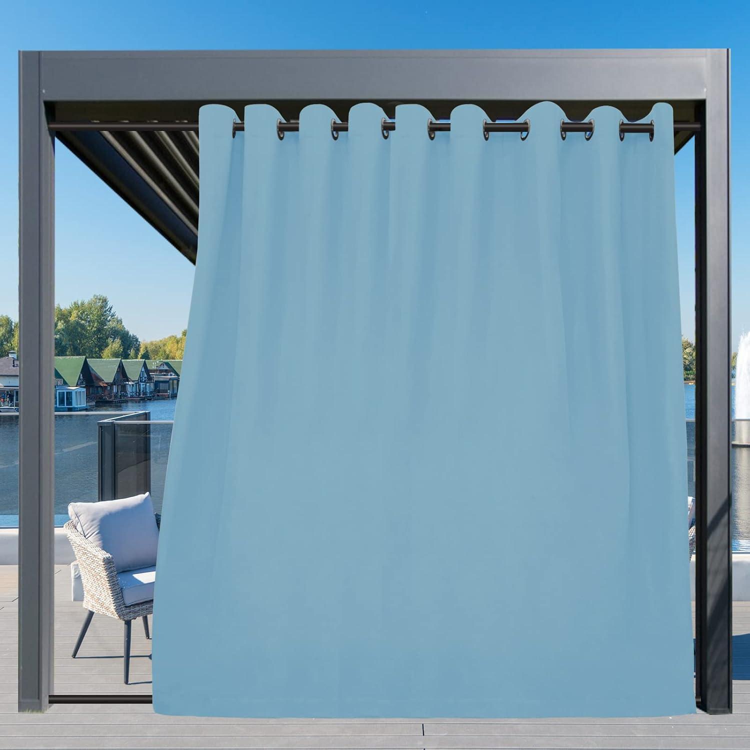 image:imageEasyGoing Outdoor Curtains Waterproof Windproof Weatherproof Curtain for Patio Cabana Porch Pergola and Gazebo Grommet Top and Tab Bottom Drape 1panel 54x84 inch BeigeSky Blue