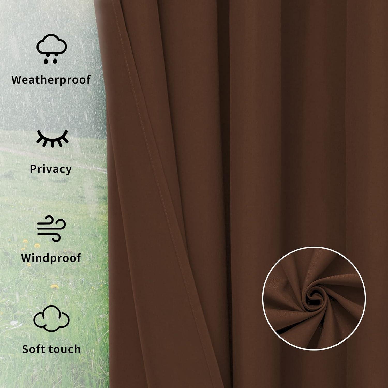 image:imageEasyGoing Outdoor Curtains Waterproof Windproof Weatherproof Curtain for Patio Cabana Porch Pergola and Gazebo Grommet Top and Tab Bottom Drape 1panel 54x84 inch BeigeBrown