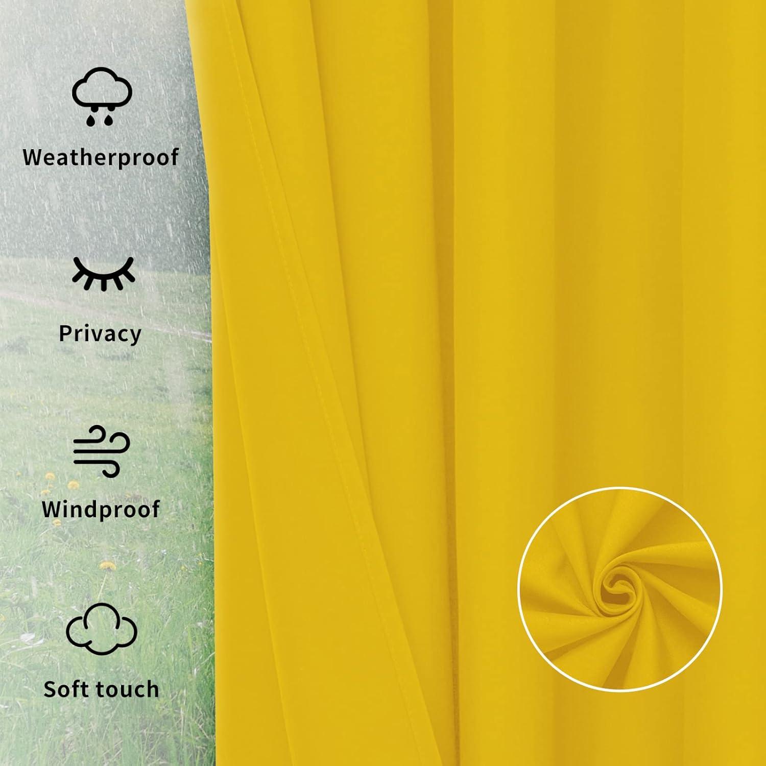 image:imageEasyGoing Outdoor Curtains Waterproof Windproof Weatherproof Curtain for Patio Cabana Porch Pergola and Gazebo Grommet Top and Tab Bottom Drape 1panel 54x84 inch BeigeYellow