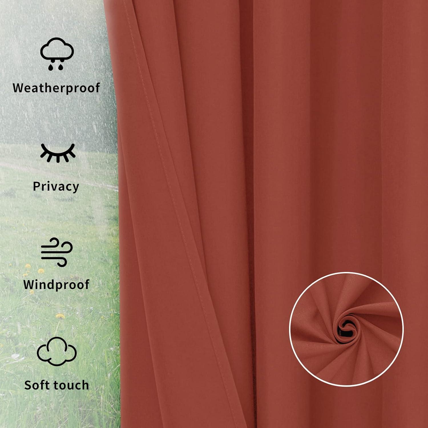 image:imageEasyGoing Outdoor Curtains Waterproof Windproof Weatherproof Curtain for Patio Cabana Porch Pergola and Gazebo Grommet Top and Tab Bottom Drape 1panel 54x84 inch BeigeTerra Red