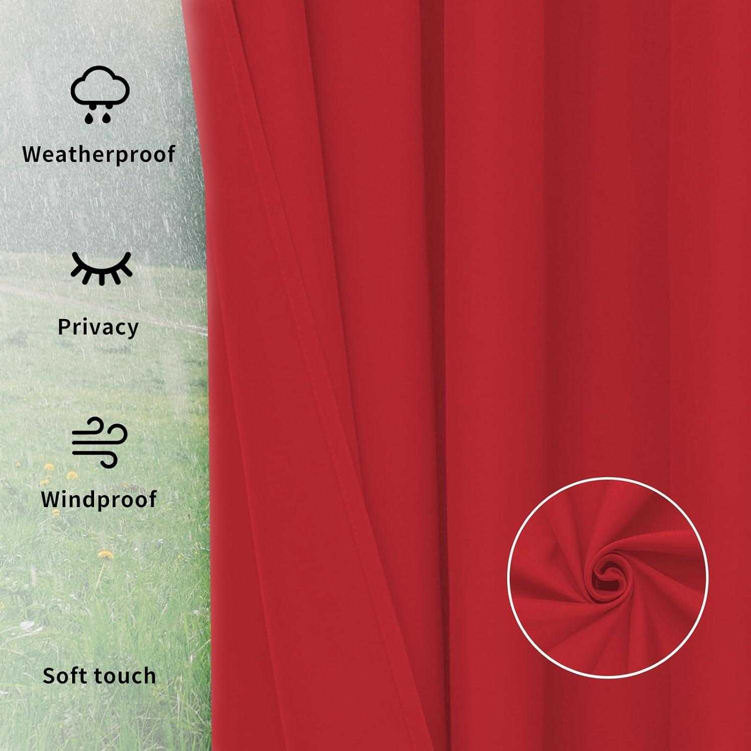 image:imageEasyGoing Outdoor Curtains Waterproof Windproof Weatherproof Curtain for Patio Cabana Porch Pergola and Gazebo Grommet Top and Tab Bottom Drape 1panel 54x84 inch BeigeRed