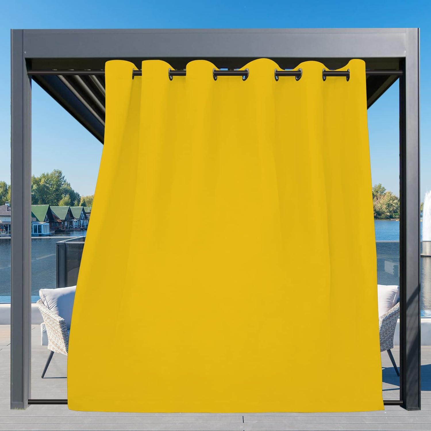 image:imageEasyGoing Outdoor Curtains Waterproof Windproof Weatherproof Curtain for Patio Cabana Porch Pergola and Gazebo Grommet Top and Tab Bottom Drape 1panel 54x84 inch BeigeYellow